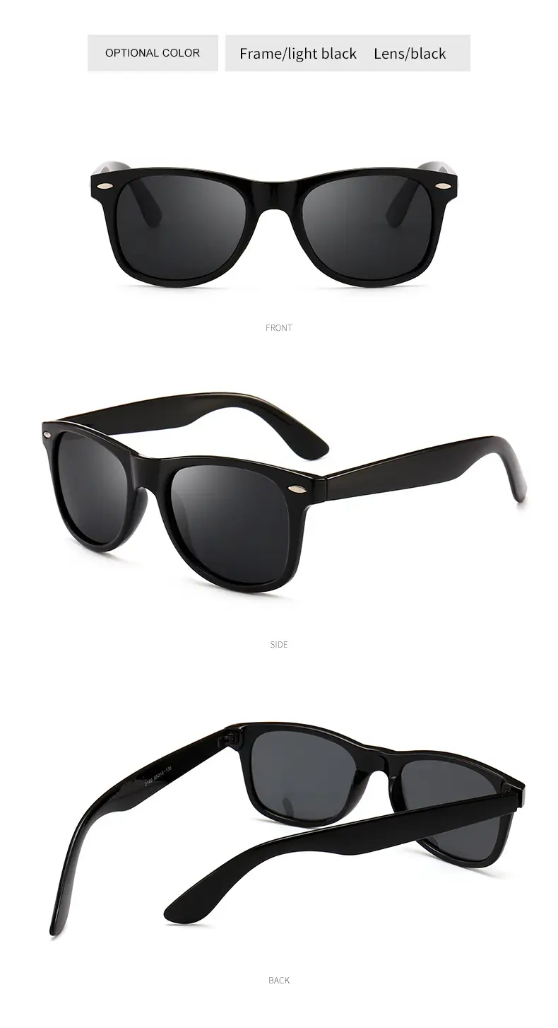 Men Women Retro Polarized Sunglasses Black 2140 β feature 9
