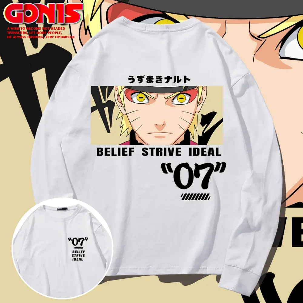 Naruto Anime T-Shirt Green Long Sleeve for Men