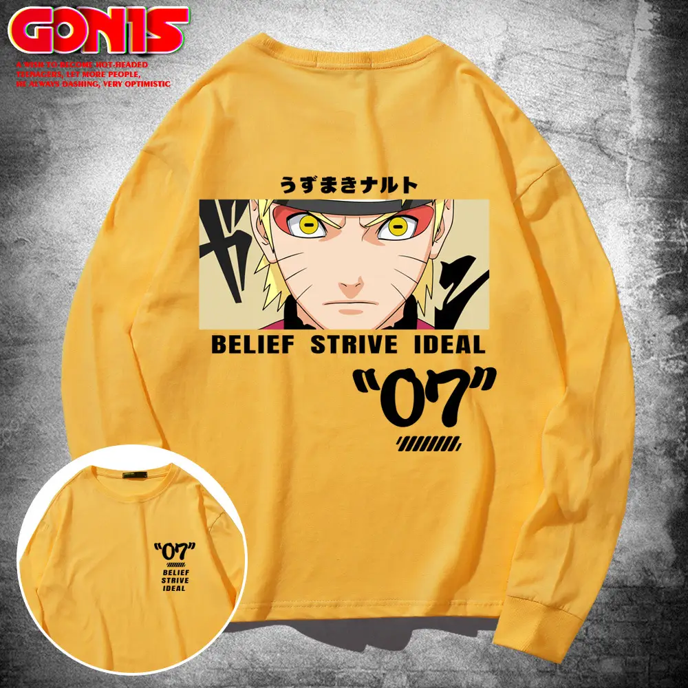 Naruto Anime T-Shirt Green Long Sleeve for Men