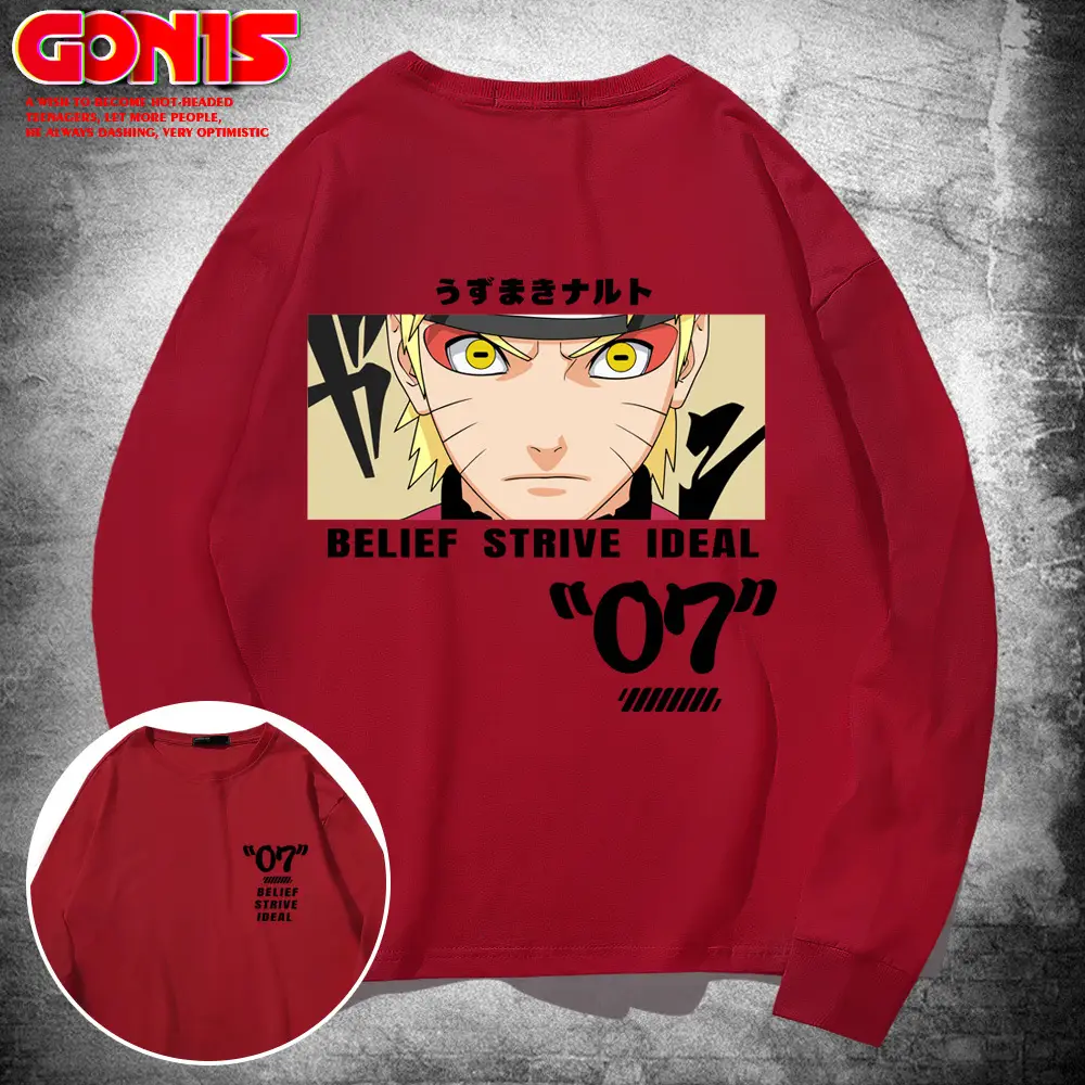 Naruto Anime T-Shirt Green Long Sleeve for Men