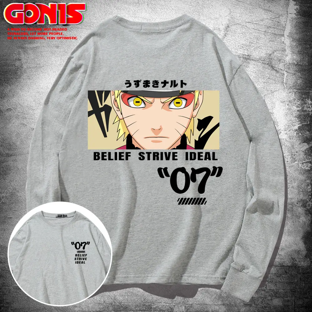 Naruto Anime T-Shirt Green Long Sleeve for Men