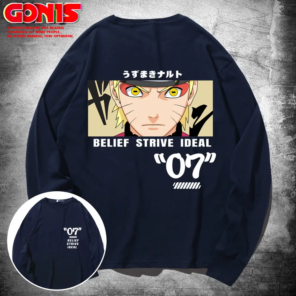Naruto Anime T-Shirt Green Long Sleeve for Men