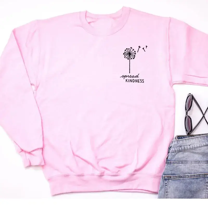 Pink Letter Crewneck Sweater with Dandelion Print - Image 4