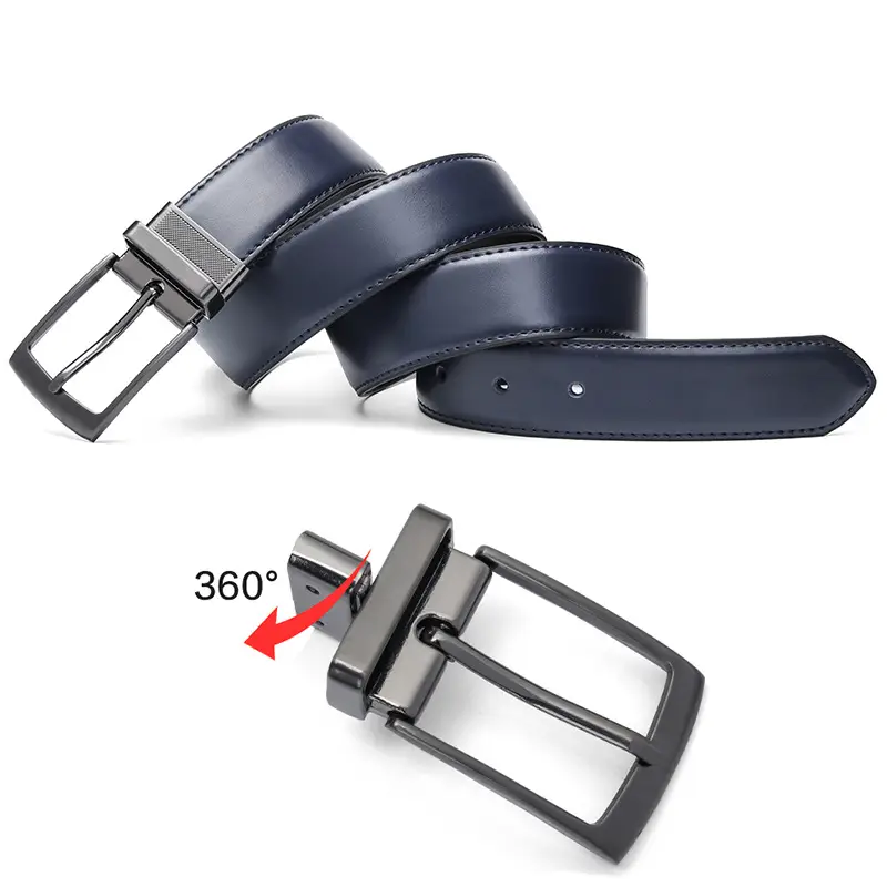 Men's Navy Blue Rotating Pin Buckle Belt - Image 7