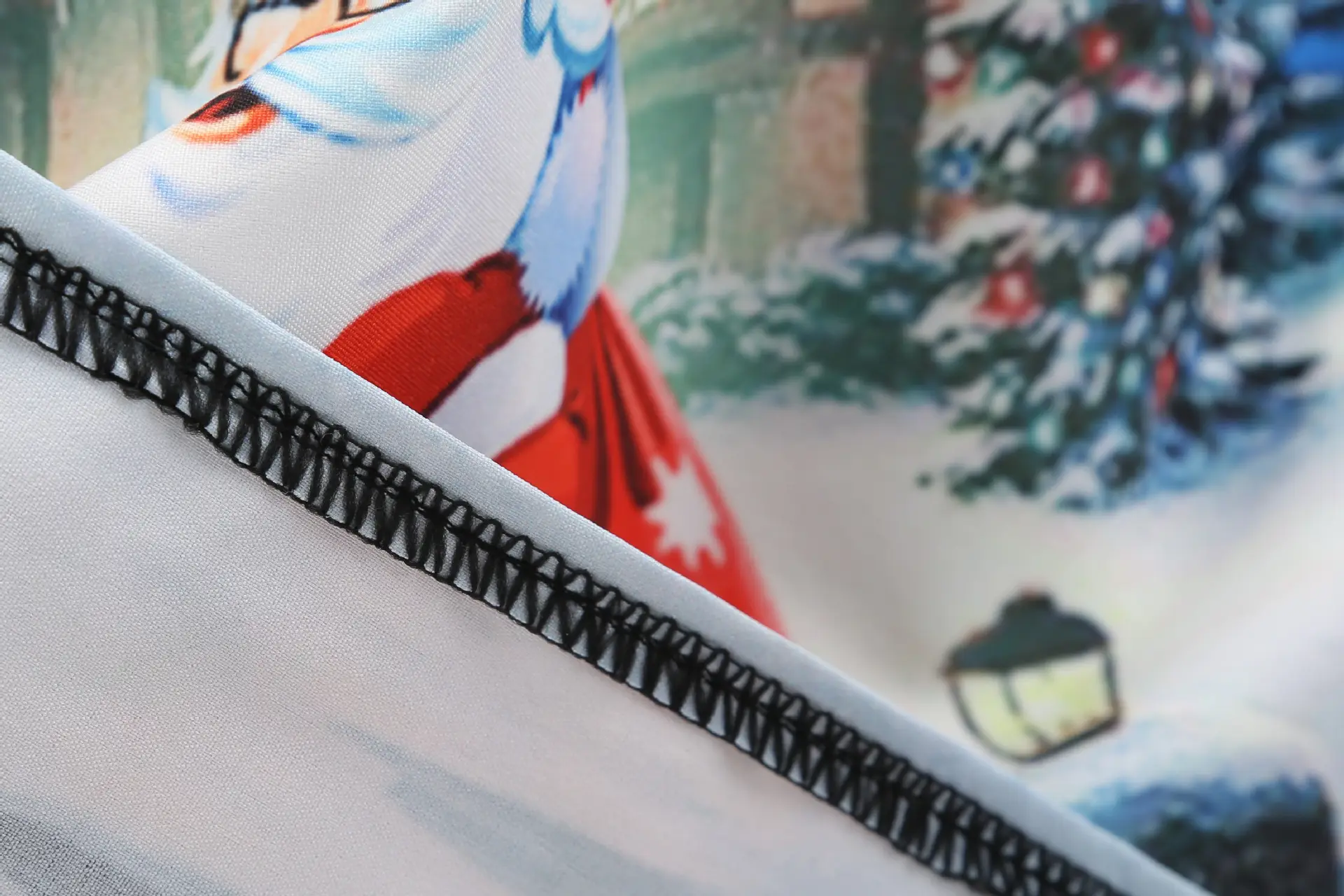 Christmas Print Long Sleeve Skirt Dress Black Red — feature 11