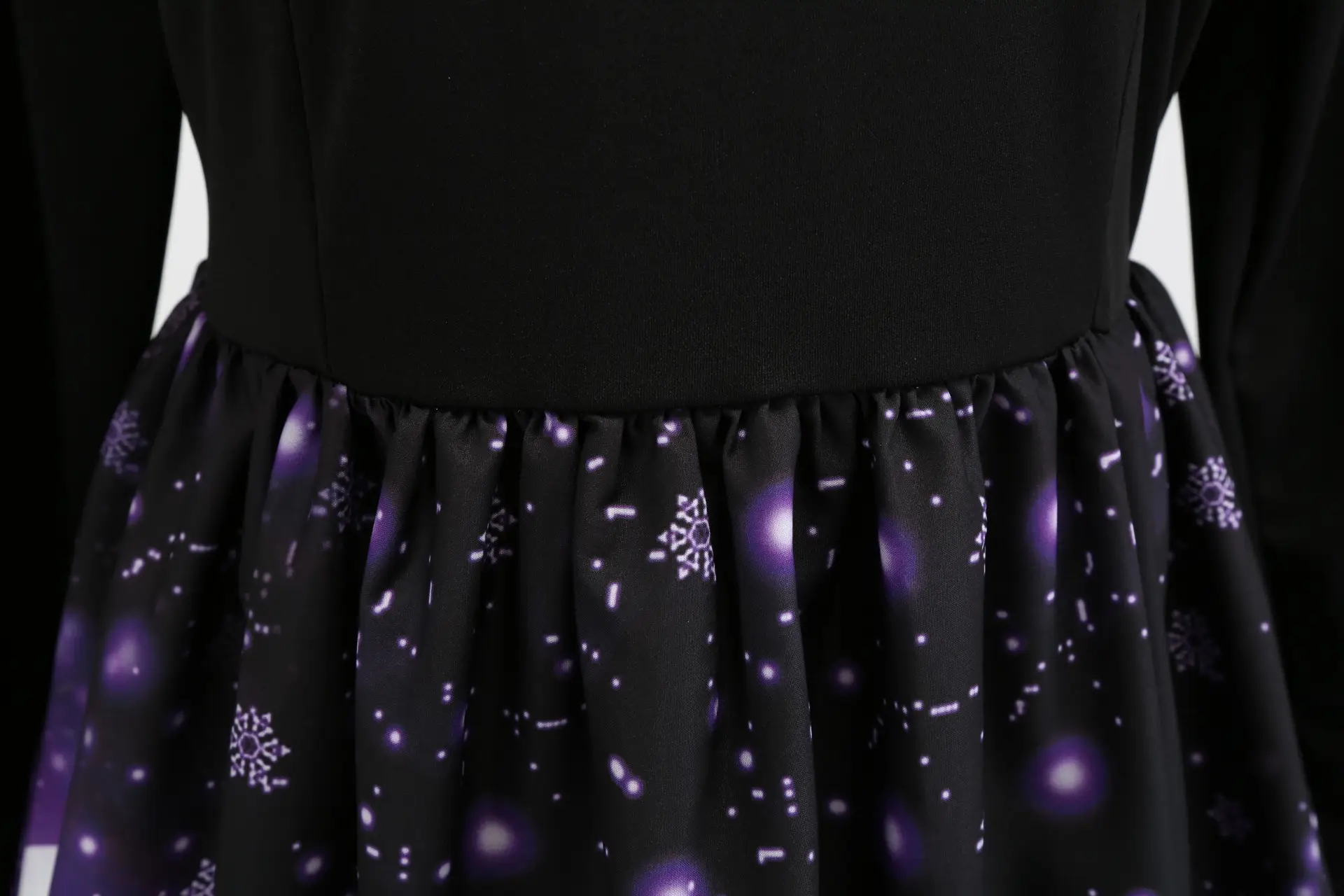 Christmas Print Long Sleeve Skirt Dress Black Red — feature 16