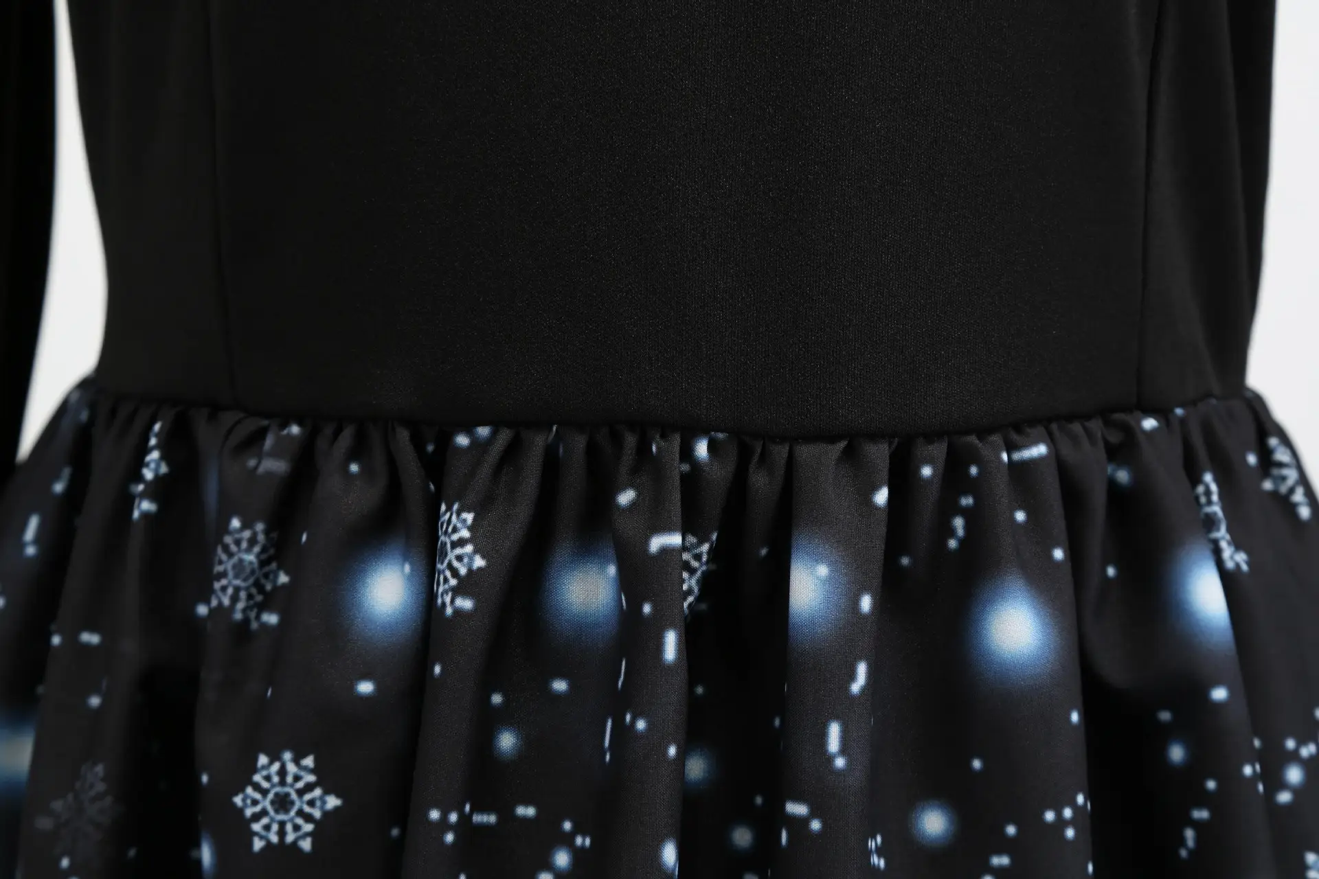 Christmas Print Long Sleeve Skirt Dress Black Red — feature 8