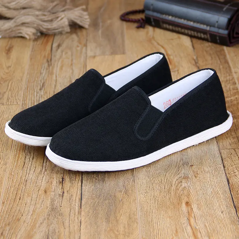 Source Factory Men's Mille-Layer Cloth Shoes Black Corduroy Espadrille Handmade Cloth Shoes Breathable Old Beijing Cloth Shoes