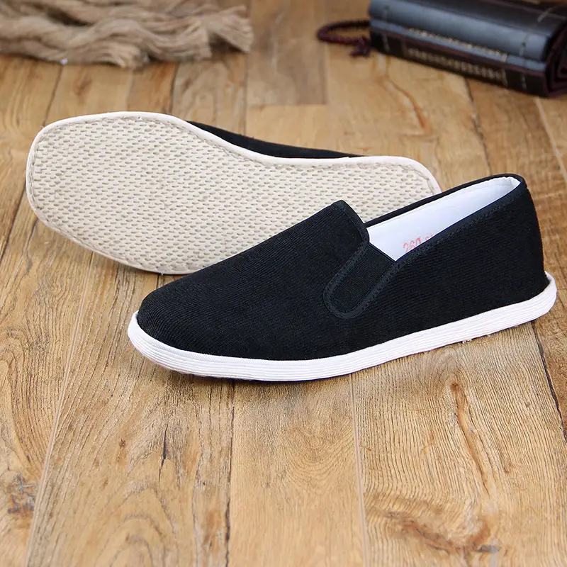 Source Factory Men's Mille-Layer Cloth Shoes Black Corduroy Espadrille Handmade Cloth Shoes Breathable Old Beijing Cloth Shoes