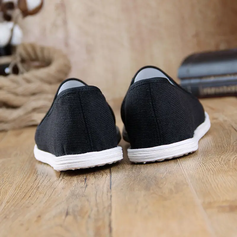 Source Factory Men's Mille-Layer Cloth Shoes Black Corduroy Espadrille Handmade Cloth Shoes Breathable Old Beijing Cloth Shoes