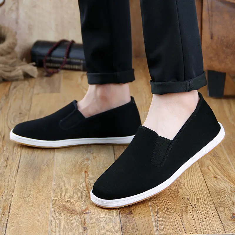 Source Factory Men's Mille-Layer Cloth Shoes Black Corduroy Espadrille Handmade Cloth Shoes Breathable Old Beijing Cloth Shoes