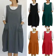 Long Sleeve Cotton Linen Dress Large Women — feature 24