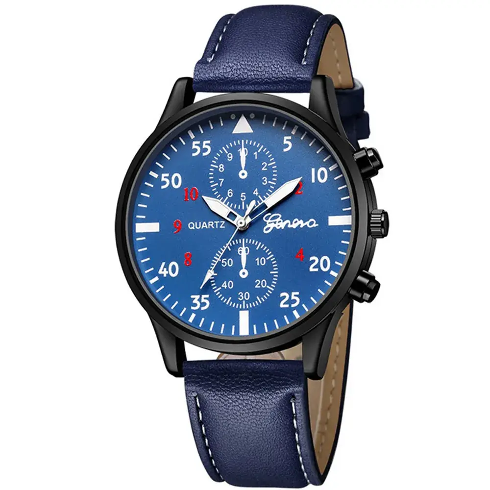 Men's Blue Chronograph Quartz Watch Ultra-Thin Belt