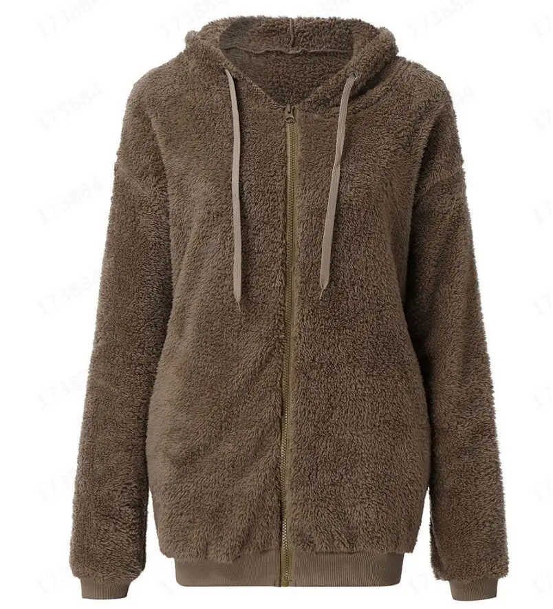 2019 Hooded Women's Sweater Jacket Long Sleeve Fleece - Image 5