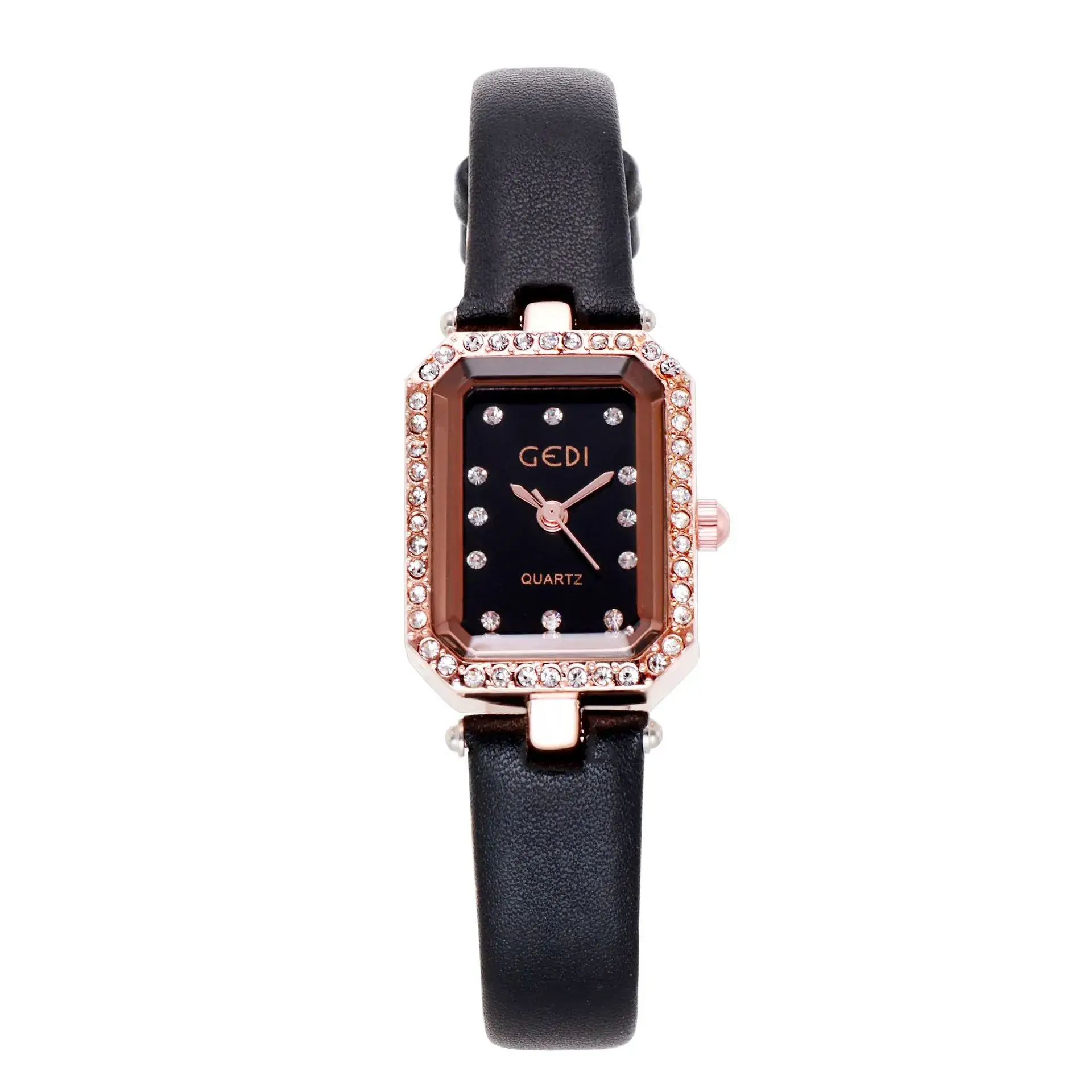 Red Square Watch with Diamond Bracelet Set for Women