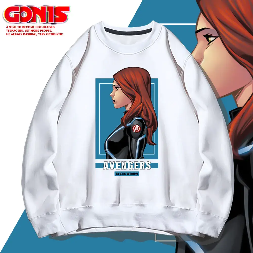 Men Avengers Black Widow Crewneck Sweatshirt Blue - Image 11