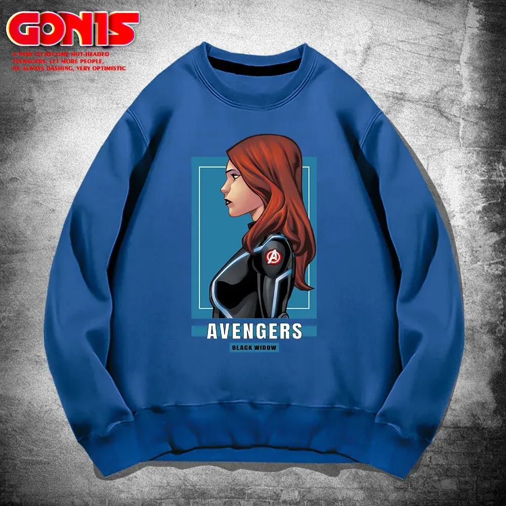 Men Avengers Black Widow Crewneck Sweatshirt Blue - Image 14