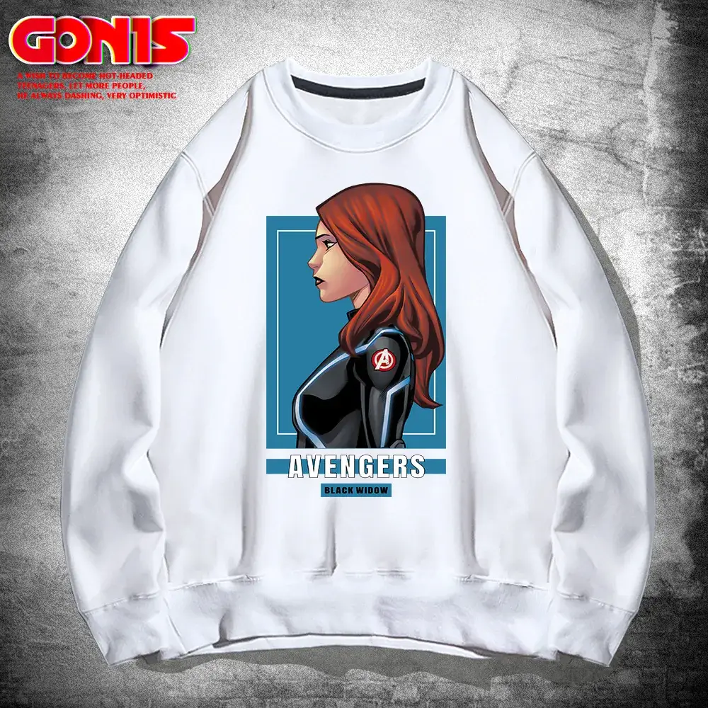 Men Avengers Black Widow Crewneck Sweatshirt Blue - Image 2
