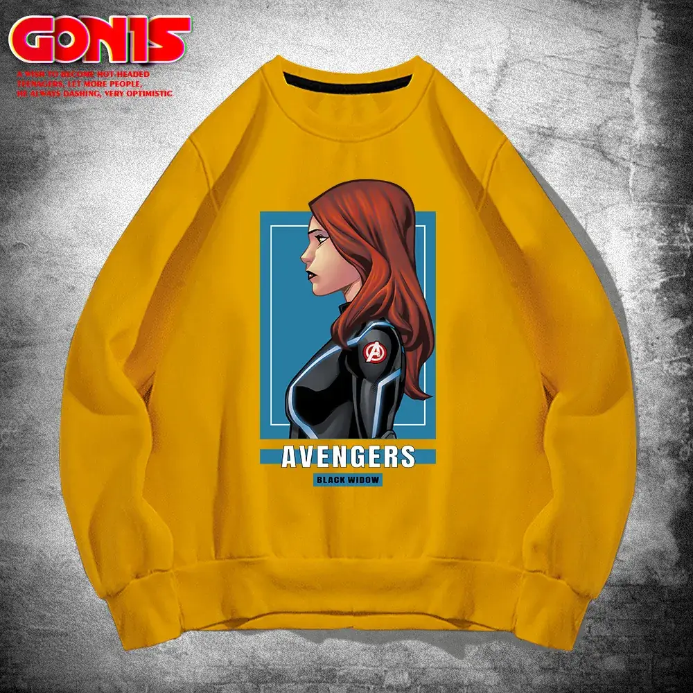 Men Avengers Black Widow Crewneck Sweatshirt Blue - Image 3