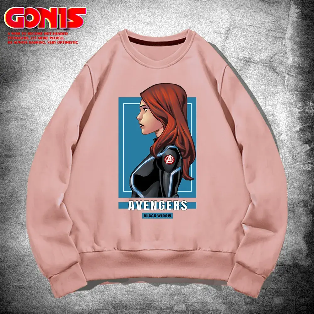 Men Avengers Black Widow Crewneck Sweatshirt Blue - Image 7