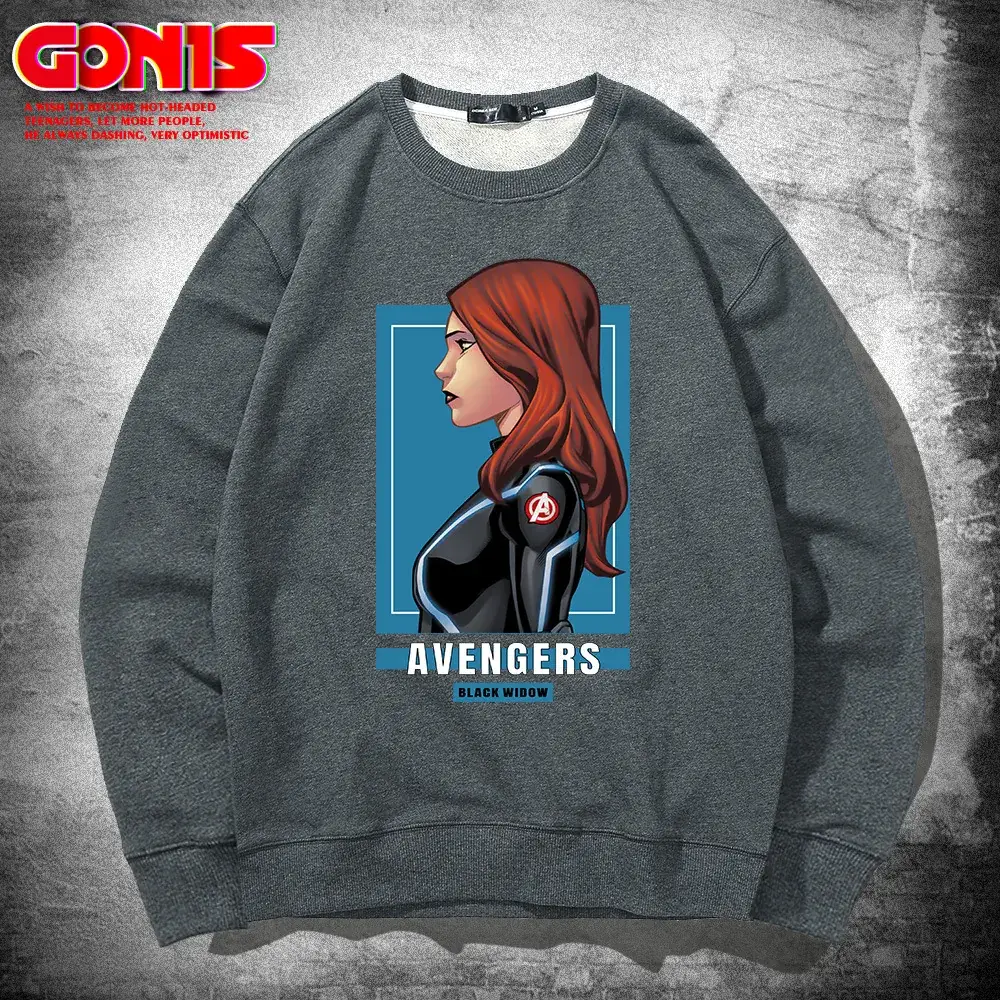 Men Avengers Black Widow Crewneck Sweatshirt Blue - Image 8