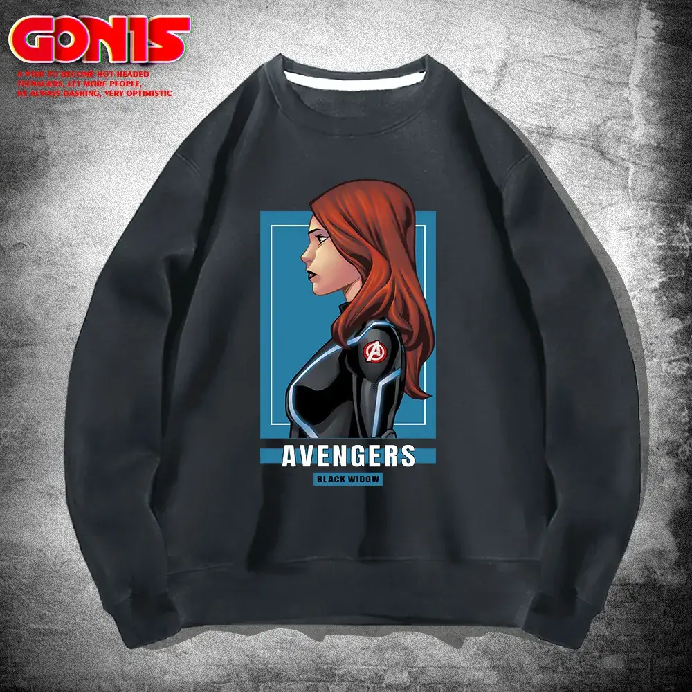 Men Avengers Black Widow Crewneck Sweatshirt Blue - Image 9