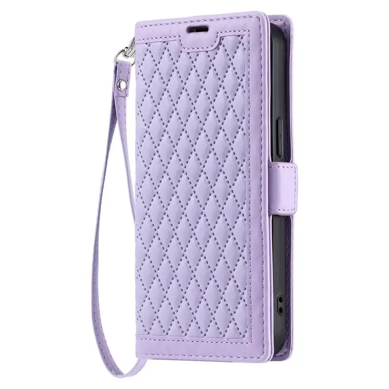Black Leather iPhone Case with Card Slot & Strap - Image 2