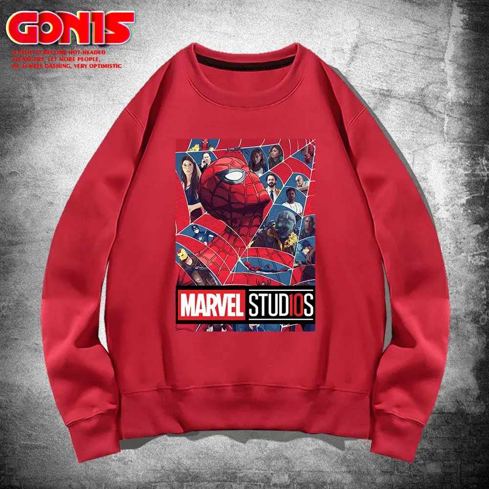 Men Marvel Studios Crewneck Sweatshirt Red - Image 4