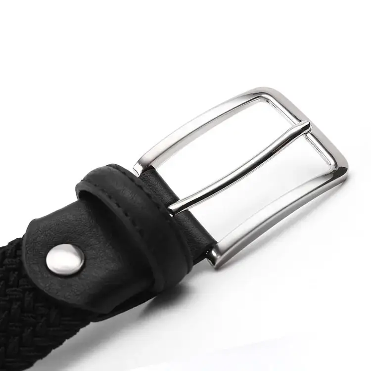 Dark Brown Woven Belt with Silver Buckle