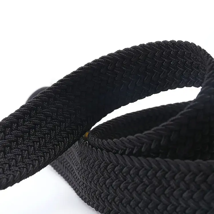 Dark Brown Woven Belt with Silver Buckle
