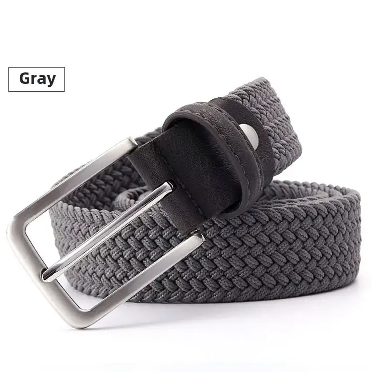 Dark Brown Woven Belt with Silver Buckle