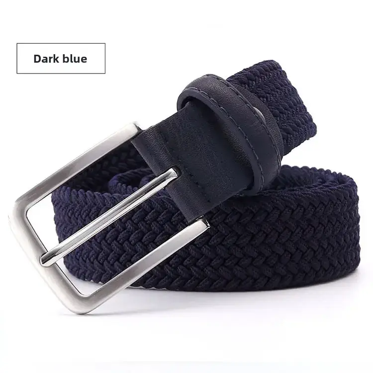 Dark Brown Woven Belt with Silver Buckle