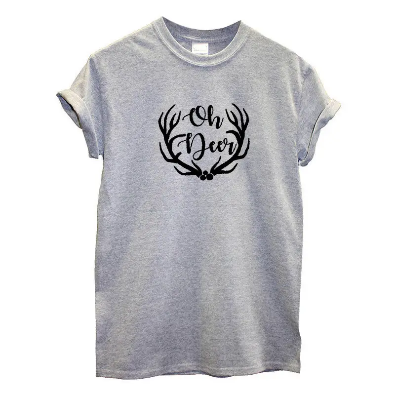 Men Women T-Shirt "Oh Deer" White Print Maroon - Image 3