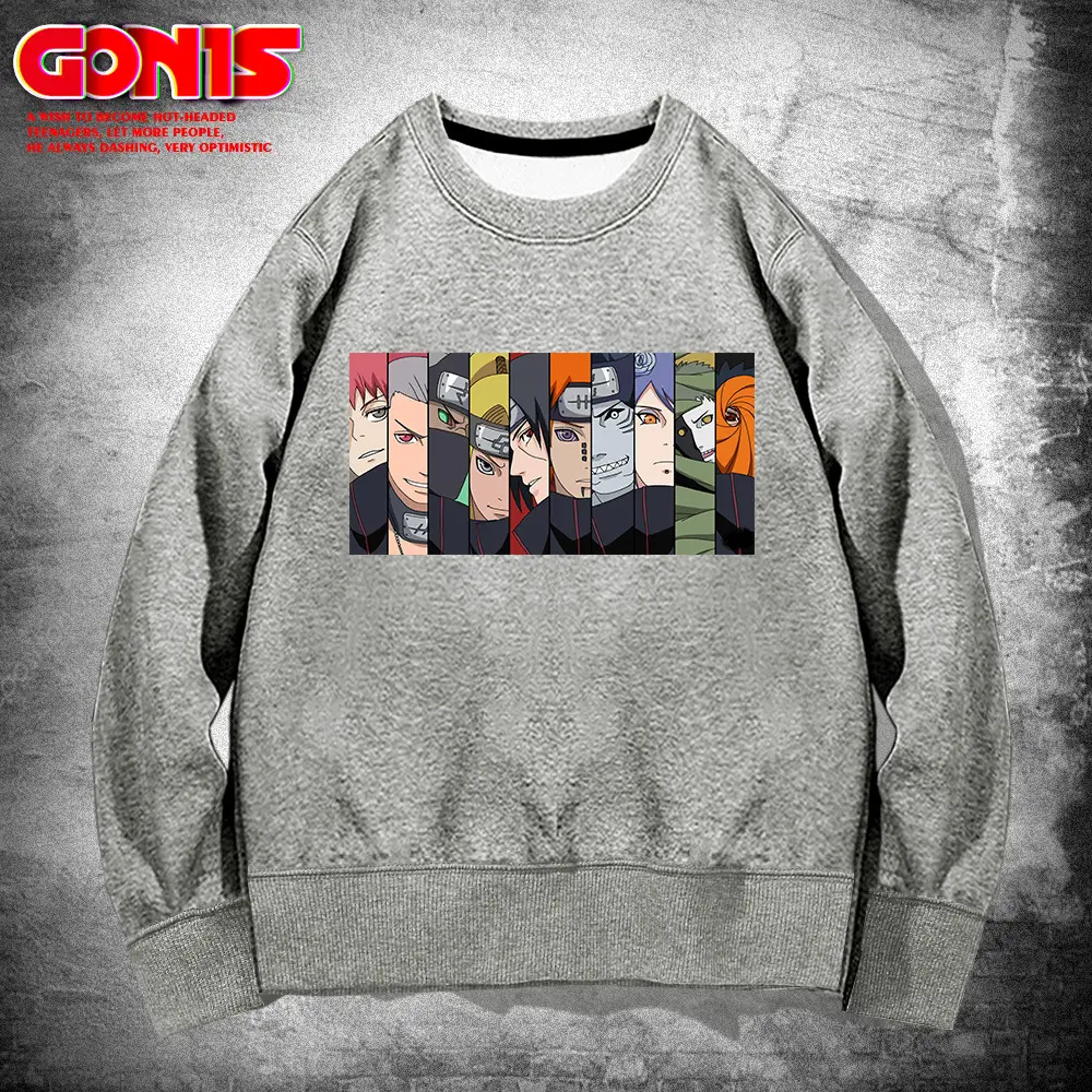 Men Gray Cartoon Crewneck Sweatshirt Loose Turtleneck - Image 6