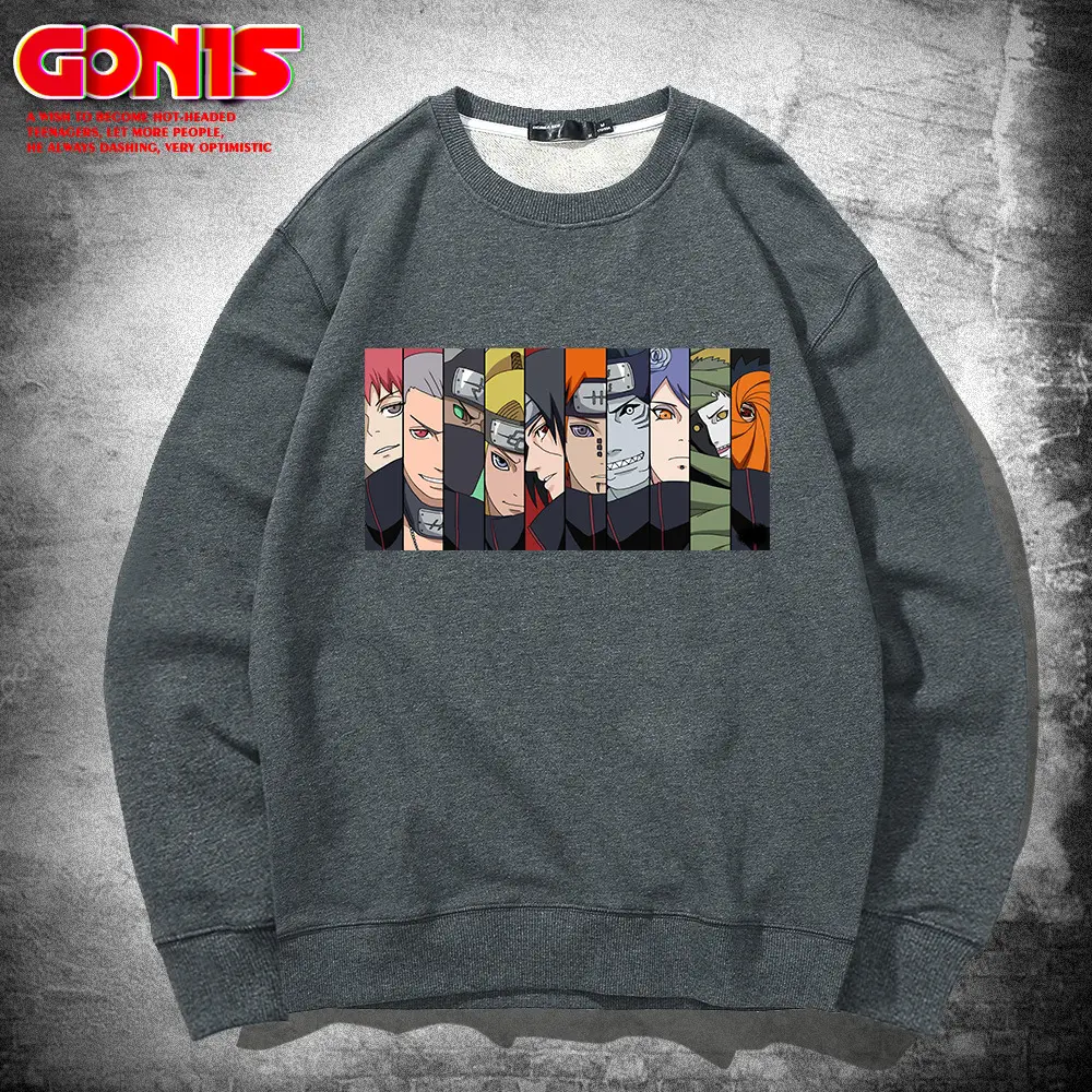 Men Gray Cartoon Crewneck Sweatshirt Loose Turtleneck - Image 8