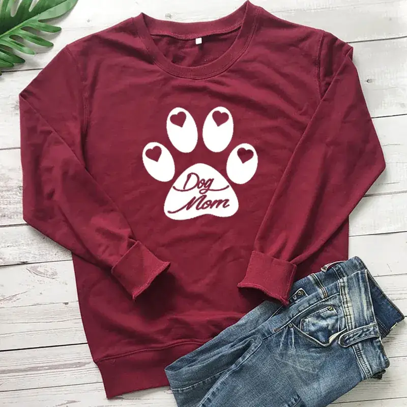 Pink Dog Mom Paw Print Sweatshirt Set - Image 5
