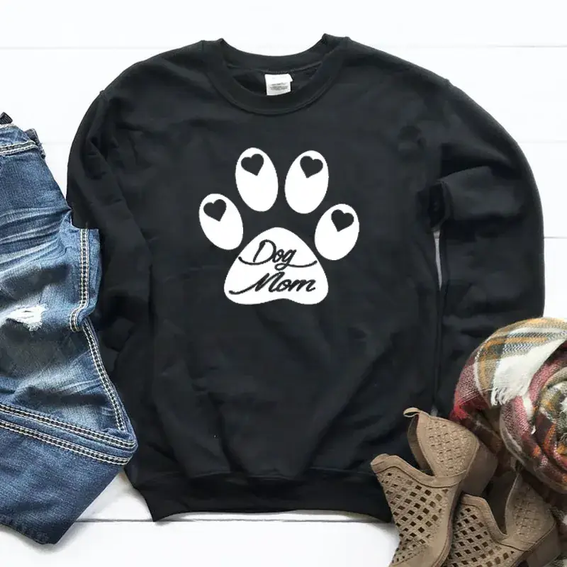 Pink Dog Mom Paw Print Sweatshirt Set - Image 2