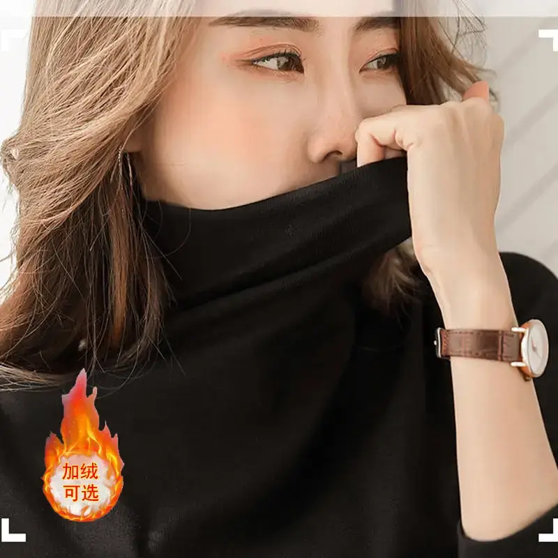 Women's Fleece Lined High Collar T-Shirt Pink - Image 4