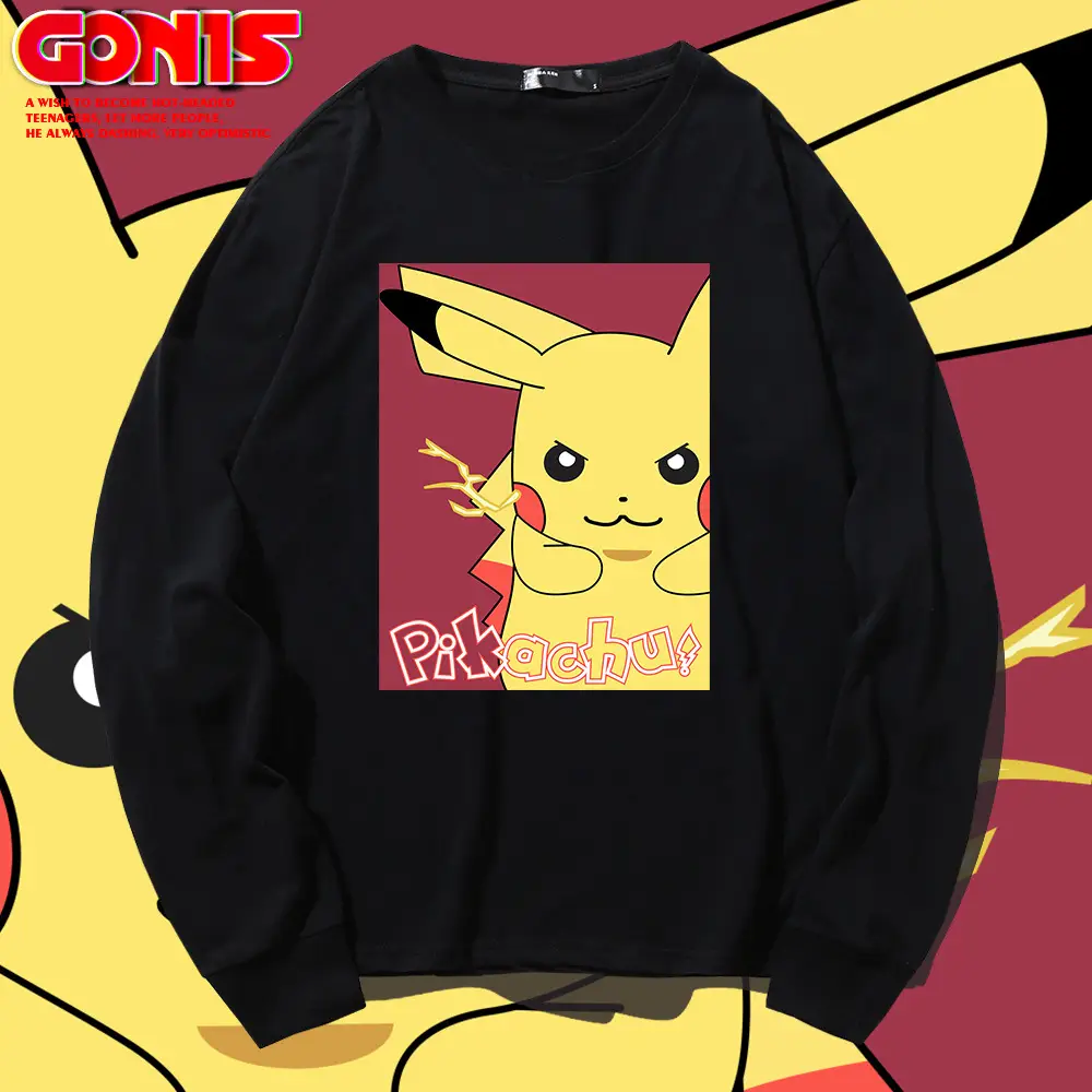 Pikachu Long Sleeve T-Shirt Yellow Cotton - Image 10