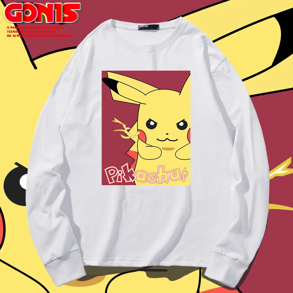 Pikachu Long Sleeve T-Shirt Yellow Cotton - Image 11