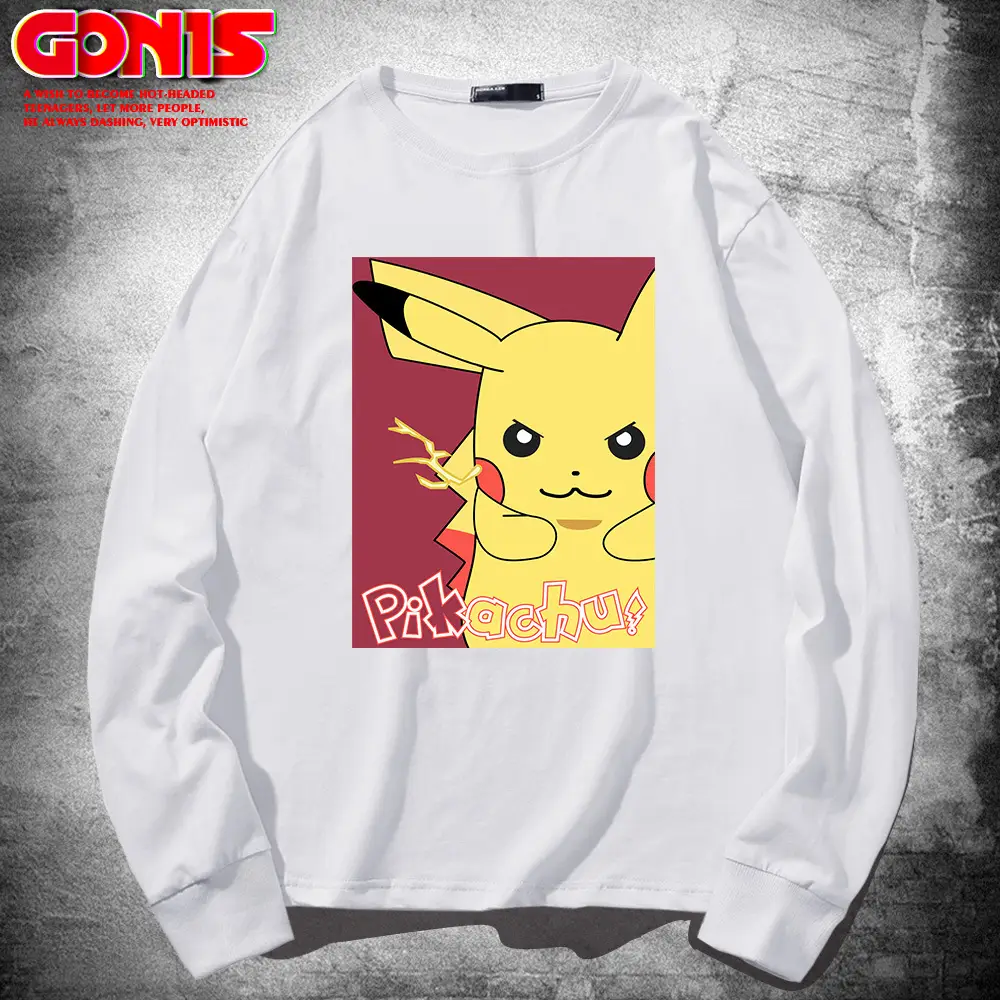 Pikachu Long Sleeve T-Shirt Yellow Cotton - Image 2
