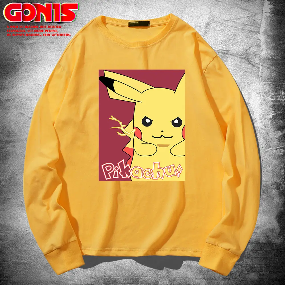 Pikachu Long Sleeve T-Shirt Yellow Cotton - Image 3