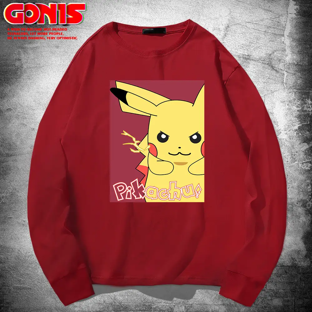 Pikachu Long Sleeve T-Shirt Yellow Cotton - Image 4