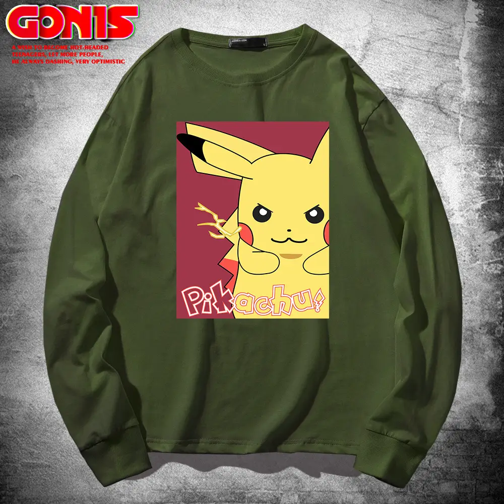 Pikachu Long Sleeve T-Shirt Yellow Cotton - Image 6