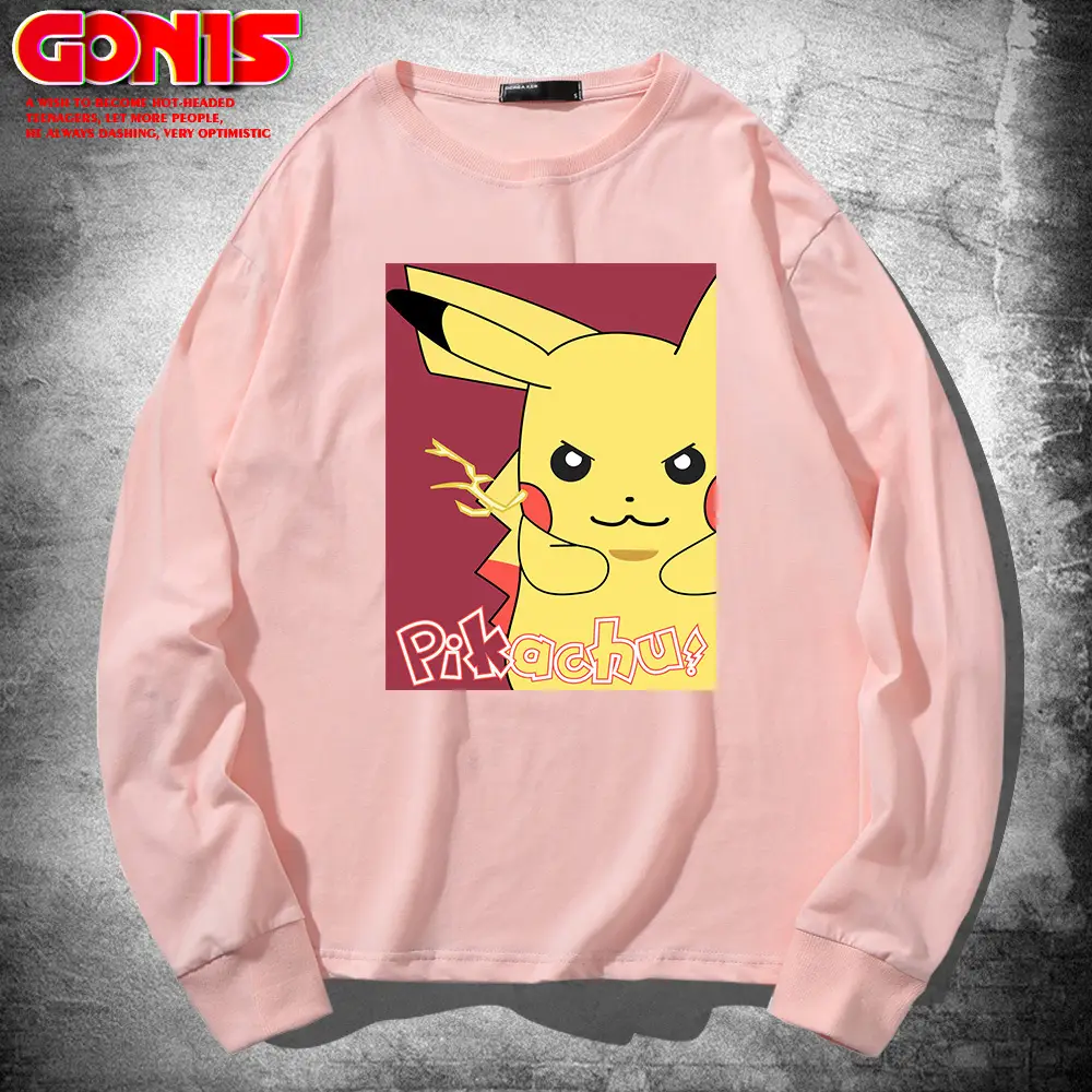 Pikachu Long Sleeve T-Shirt Yellow Cotton - Image 8