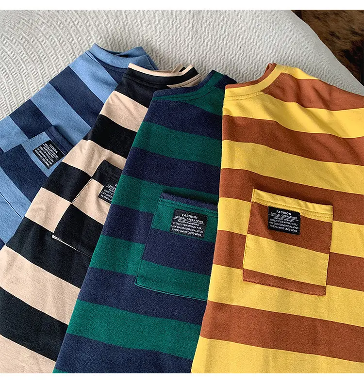 Women Striped Long Sleeve T-Shirt Blue Brown Yellow 2019 — feature 13