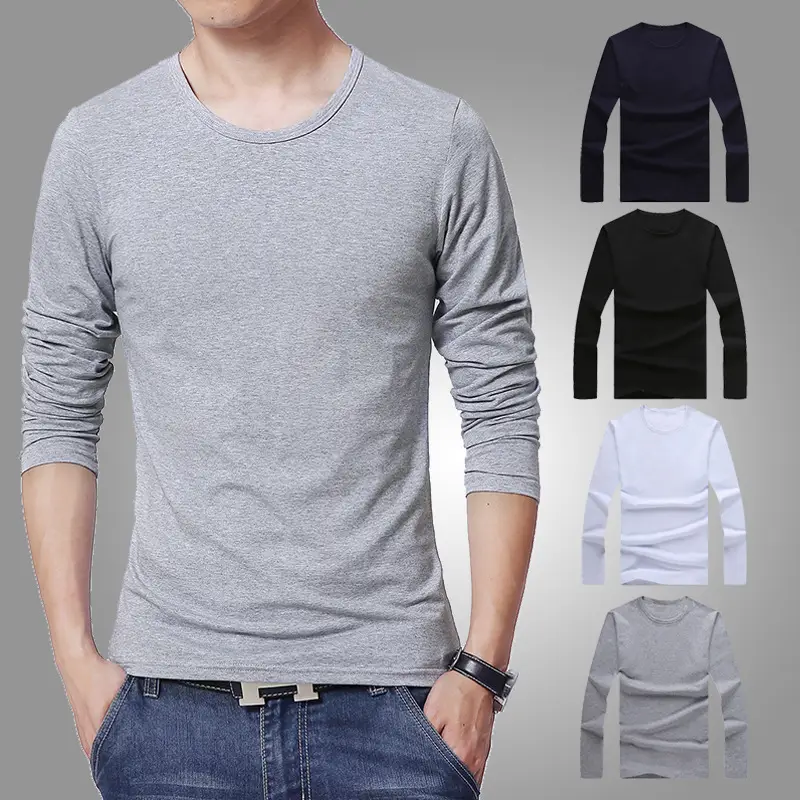 19 Men's White Slim Fit Long Sleeve T-Shirt - Image 4
