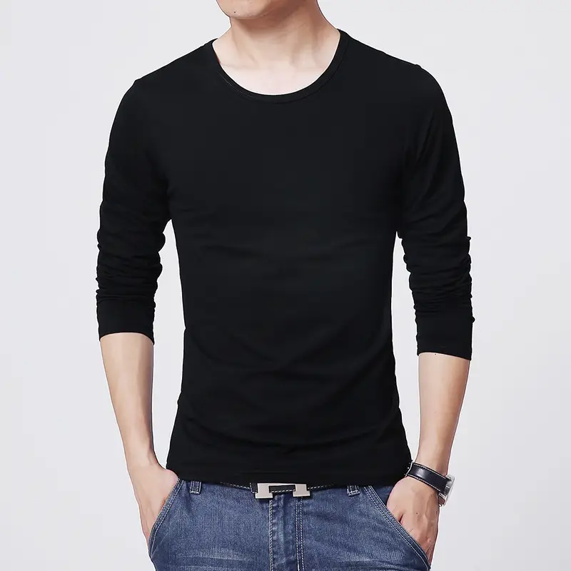 19 Men's White Slim Fit Long Sleeve T-Shirt - Image 6