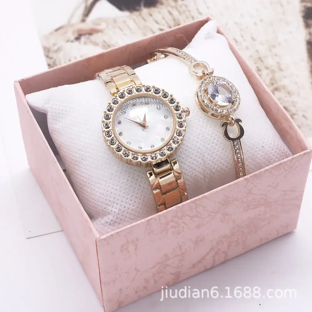 Women Two-Piece Watch Set Red Gold Magnetic — feature 6