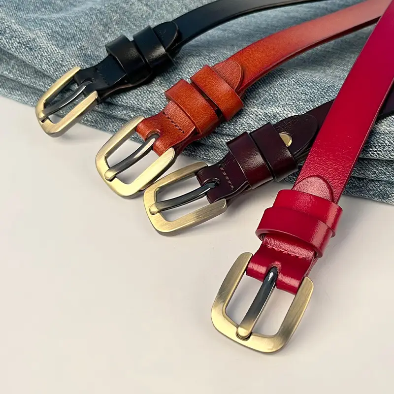 Women's Vintage Genuine Leather Belt with Japanese Square Buckle - Image 7
